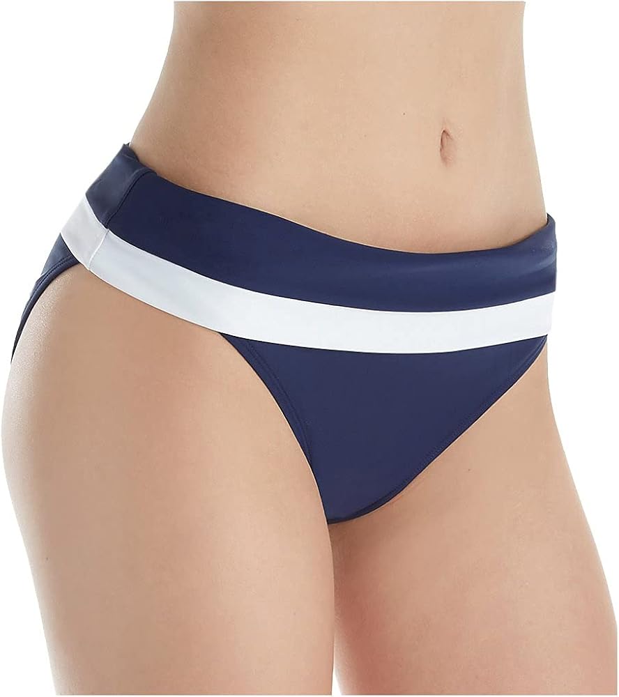 Panache Swim Women's Anya Cruise Foldover Bikini Bottom, Navy/White X-Large