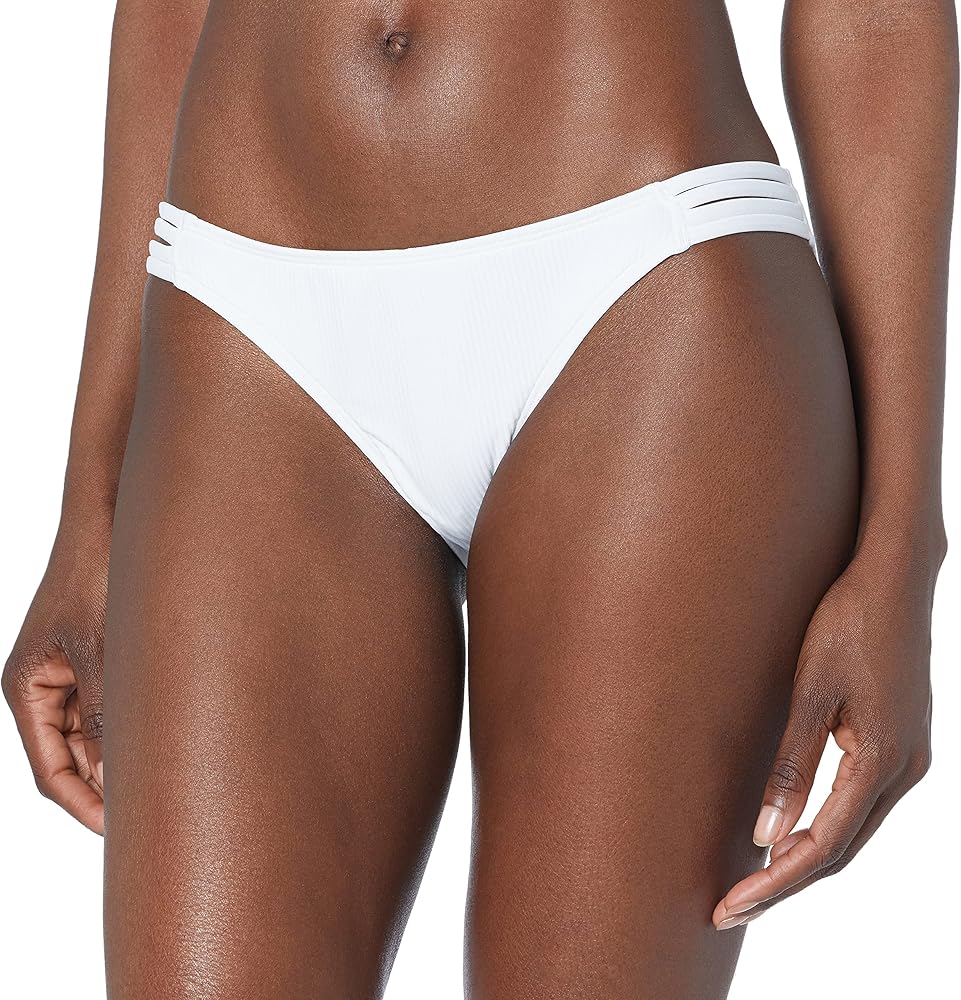 Body Glove Women's Standard Flirty Surf Rider Bikini Bottom Swimsuit, White Ibiza Rib, Small