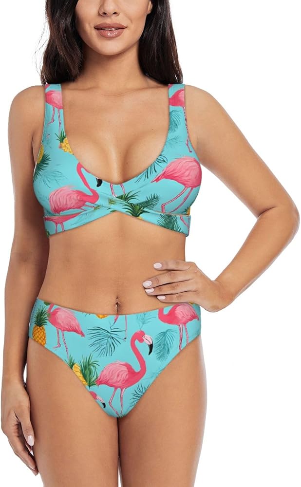 Flamingo Print Print Bikini Set for Women Soft, Stretchy, and Stylish Swimwear for Beach Pool, and Vacation