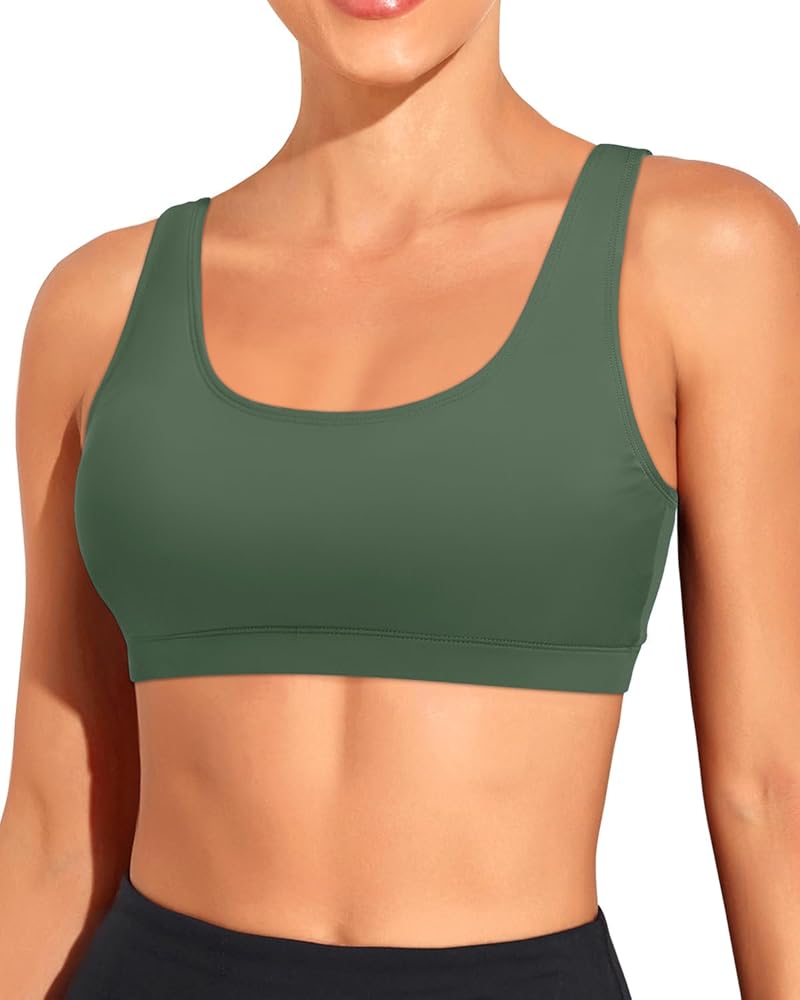 Tempt Me Women Sports Bra Bikini Top Push Up Scoop Neck Bathing Suits Top Tank Crop Top for Teen Girls