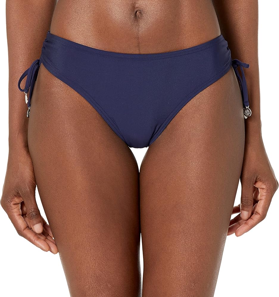 DKNY Women's Standard Low Waisted Full Coverage Bikini Bottom, Navy 2, XXL