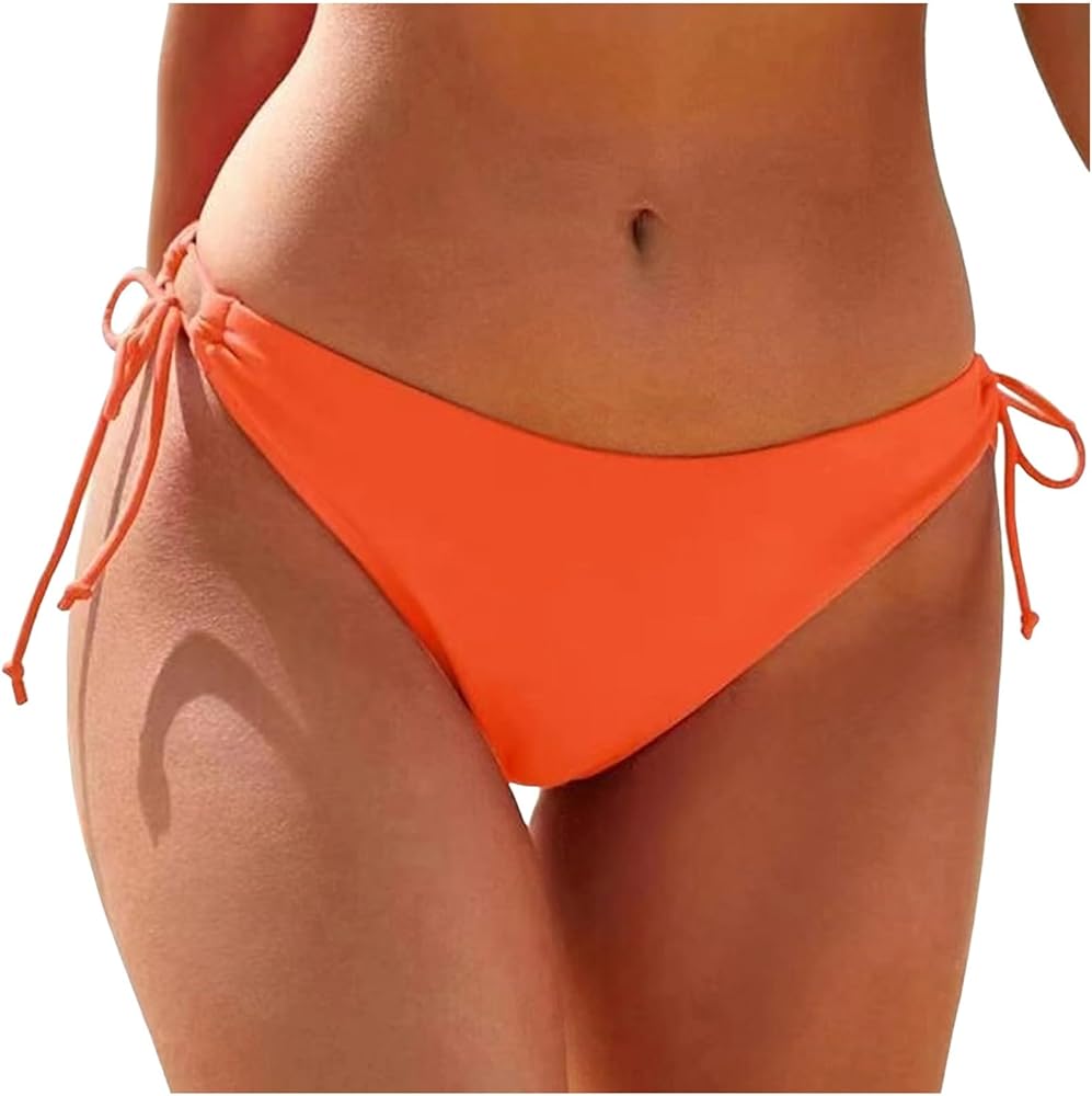 Bikini Bottoms for Women Moderate Coverage String Bathing Suit Bottom Summer Side Tie Low Rise Swim Bottom