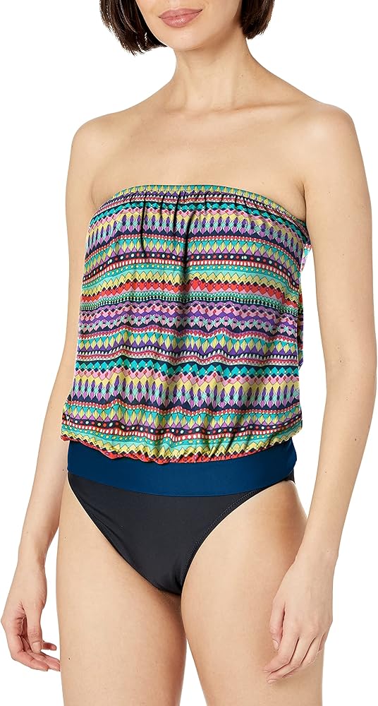 Catalina Women's Bandeau Blouson Tankini Swimsuit