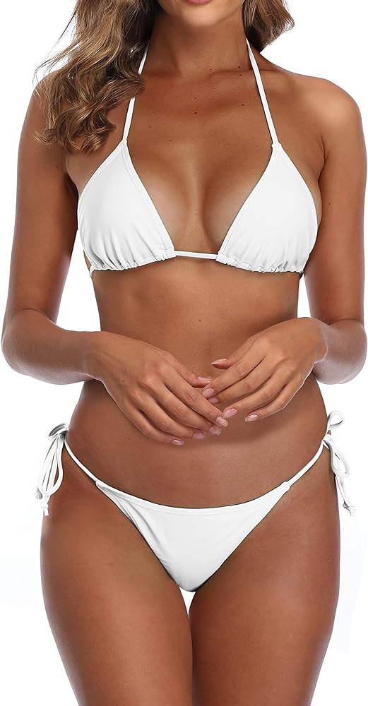 SHERRYLO Thong Bikini Swimsuit for Women Black Brazilian String Bikinis Bathing Suit Triangle Top Bathing Suits Swimsuits