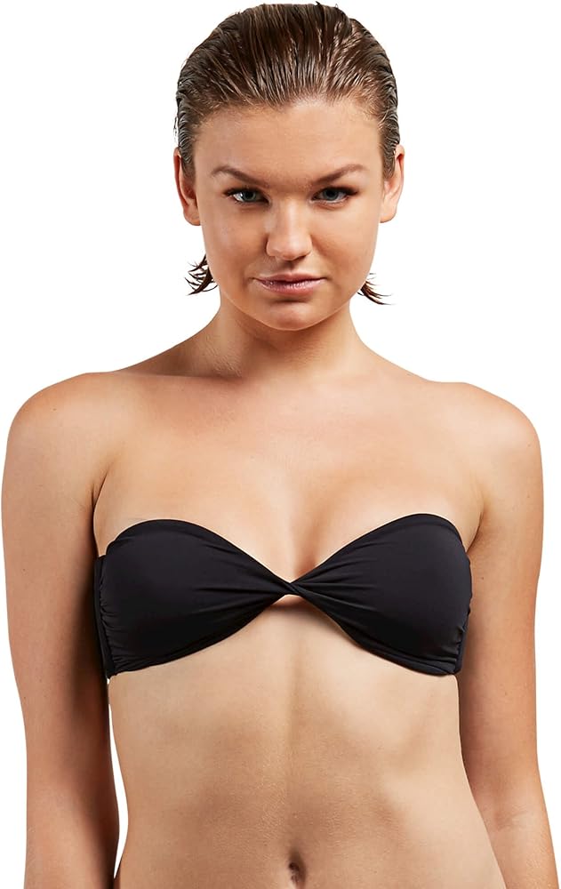 Volcom Women's Junior's Simply Seamless Bandeau Bikini Top, Black, 14