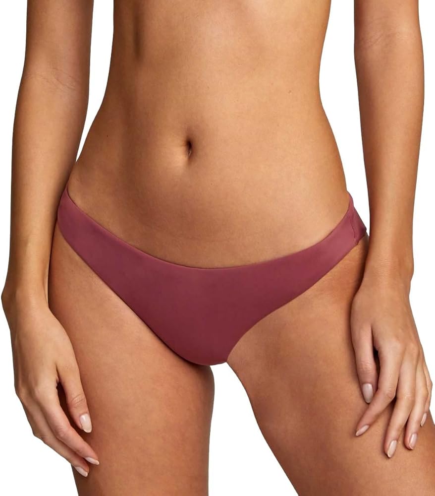 RVCA Solid Cheeky Bikini Bottom - Plum Berry - Large