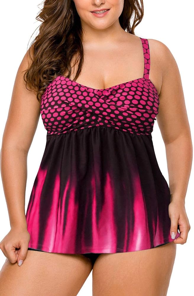 LALAGEN Women's Straps Swimdress Plus Size Two Pieces Tankini Bikini Set