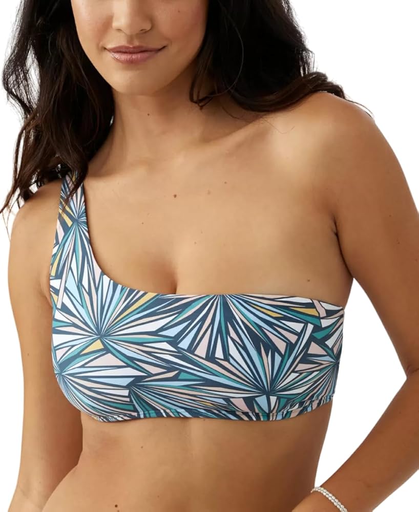 O'NEILL Womens Swim Active One Shoulder Bralette Bikini Top Multi Colored