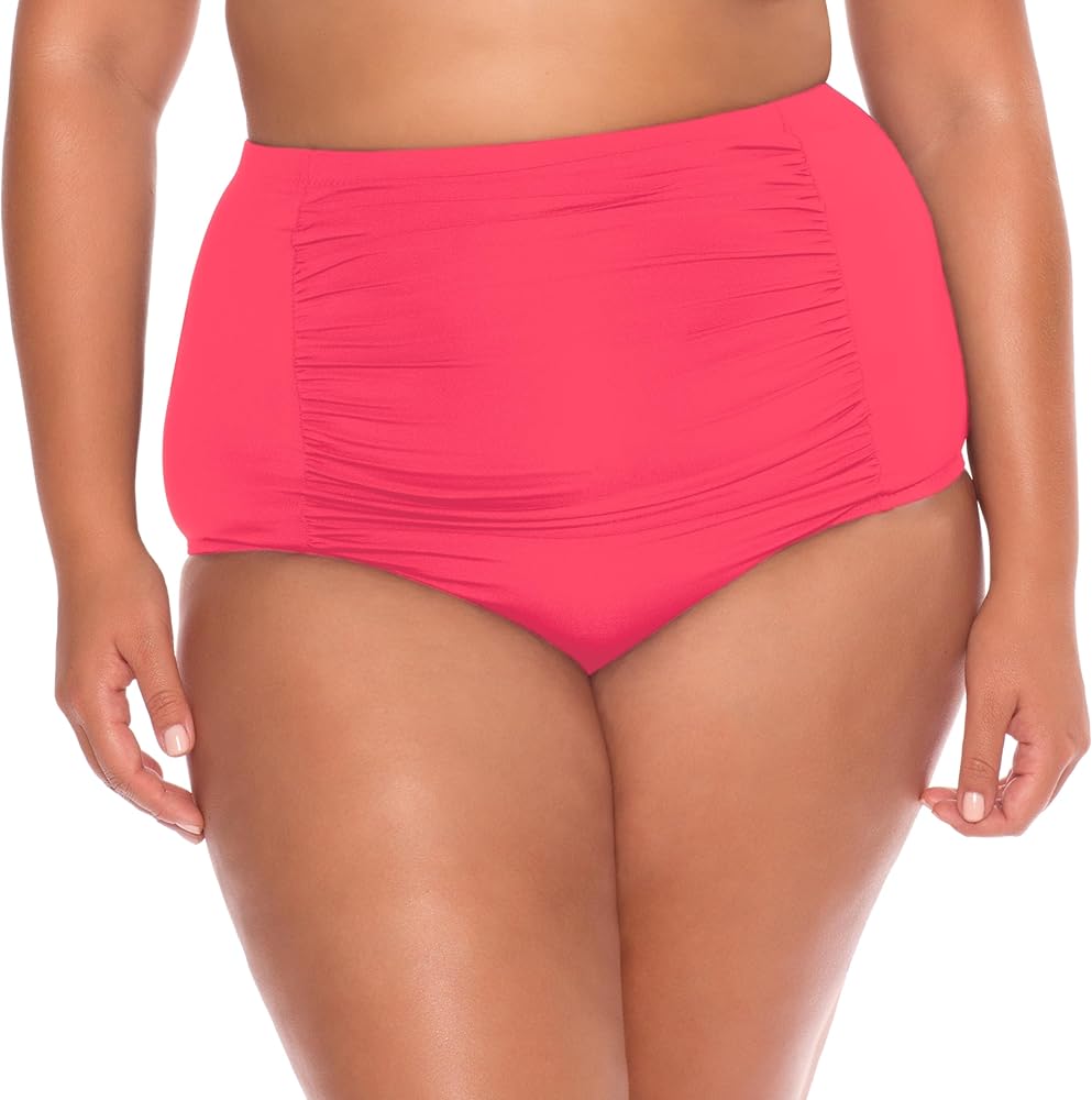 Women's Color Code Plus Size Vintage Bikini Bottom, Cheeky Coverage, Swimwear Separates