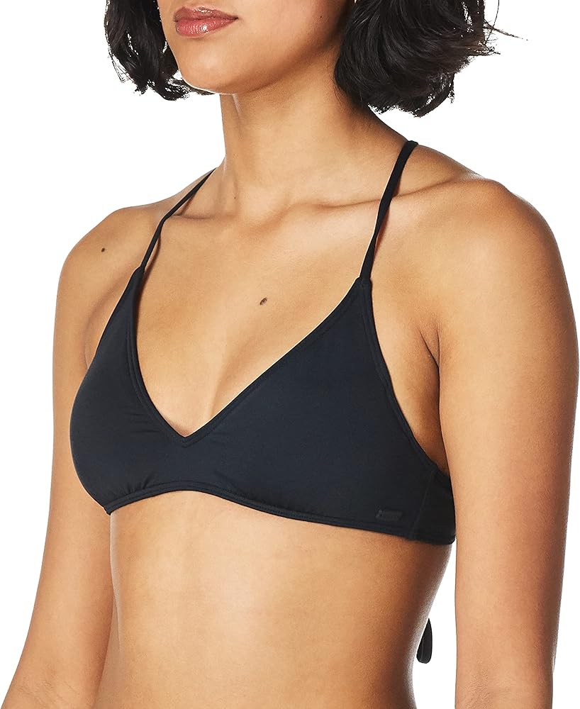 Roxy womens Solid Beach Classics Athletic Tri Bikini Top, Anthracite212, Small US