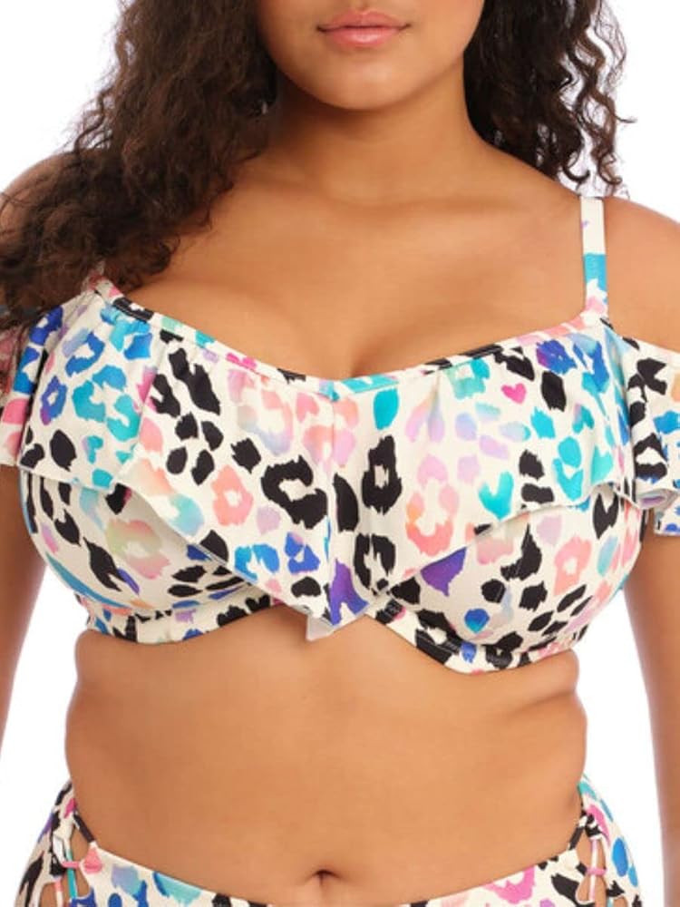 Elomi Plus Size Party Bay Ruffle Underwire Bikini Top 38E, Multi