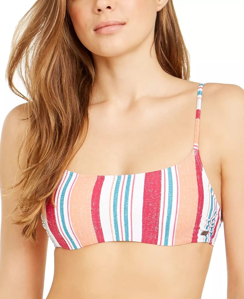 Roxy Women’s Striped Hidden Underwire Bralette Bikini Swim Top Multi Medium