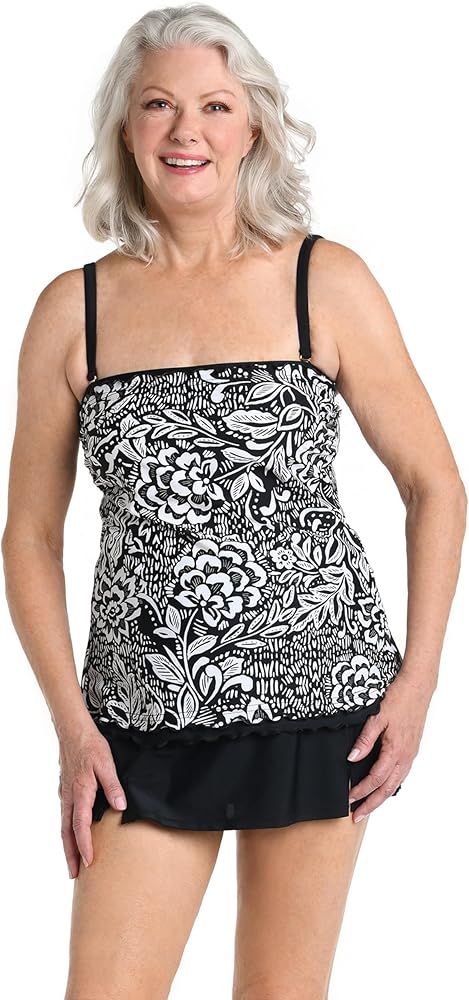 Maxine Of Hollywood Women's Ruffle Bandeau Tankini Swimsuit Top