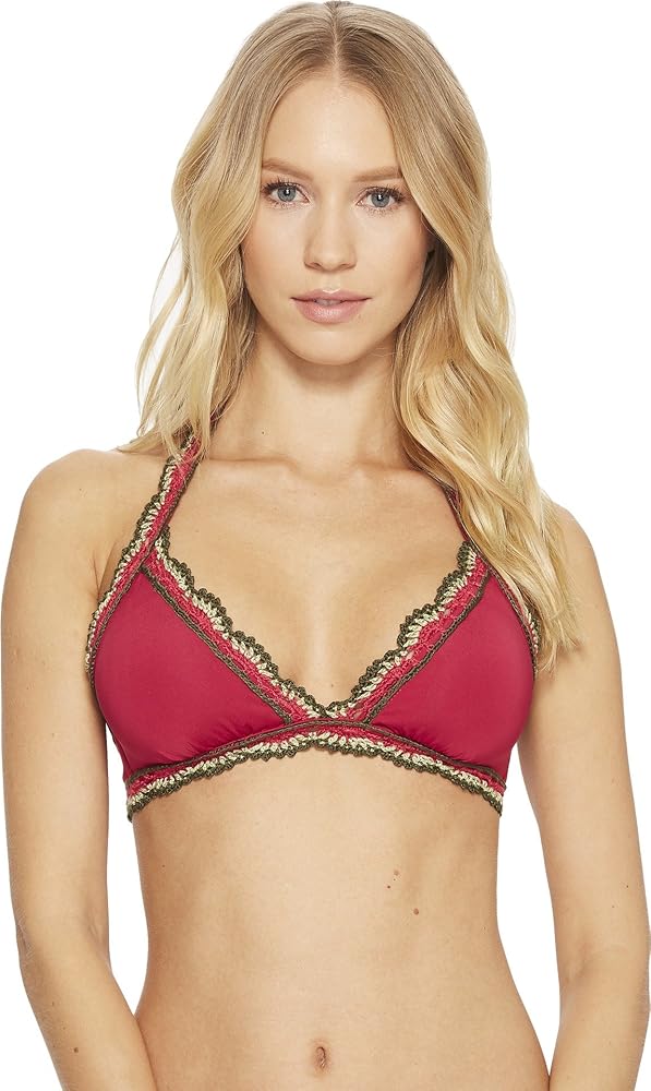 Becca by Rebecca Virtue Women's Medina Crochet Halter Bikini Top Raspberry S