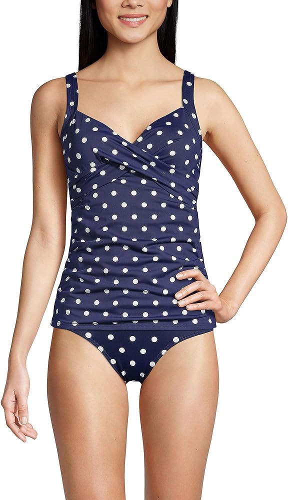 Lands' End Women's D-Cup Chlorine Resistant Tummy Control Wrap Underwire Tankini Swimsuit Top