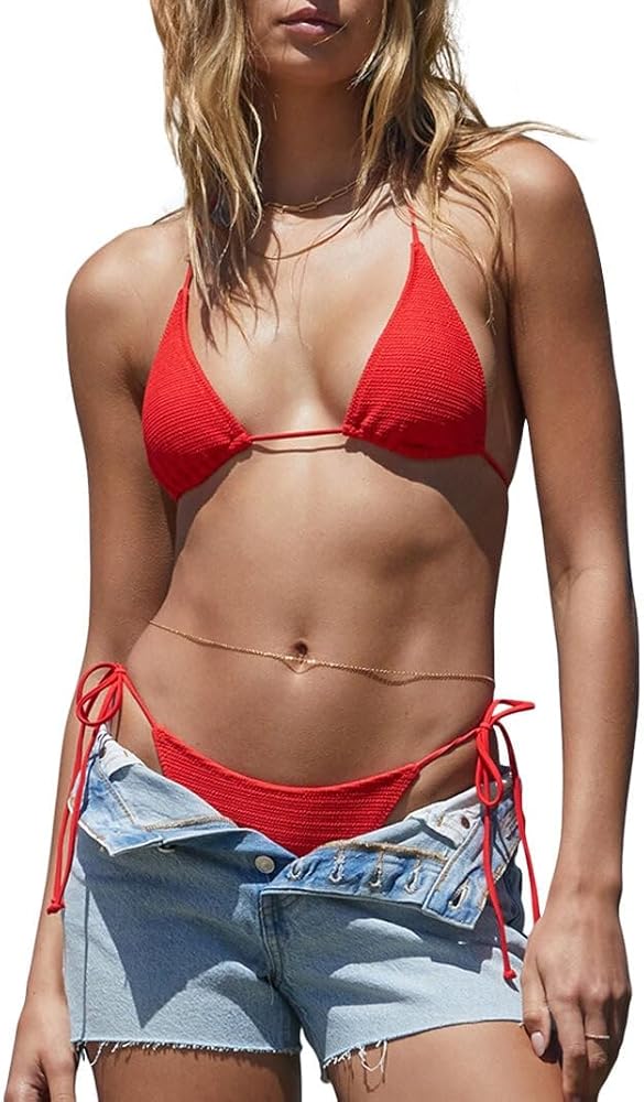 PacSun Women's Red Lena Scrunch Triangle Bikini Top