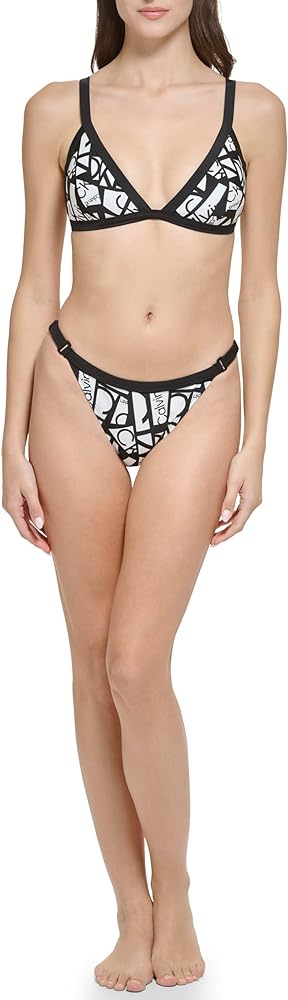 Calvin Klein Women's Low Waisted Elastic Logo Triangle Bikini Set