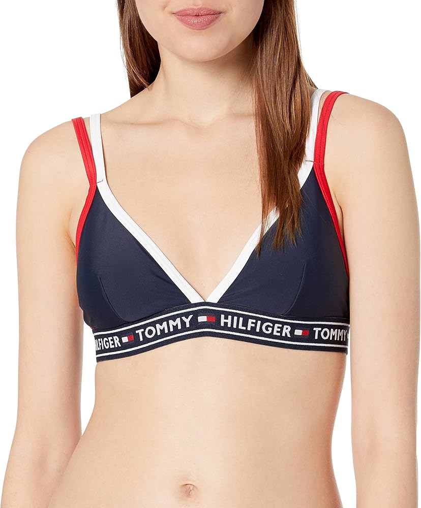 Tommy Hilfiger womens Logo Band Triangle Bikini Top