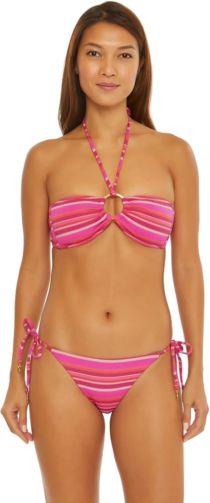 Trina Turk Women's Standard Marai Ring Bandeau Bikini Top-Adjustable, Tie Back, Swimwear Separates