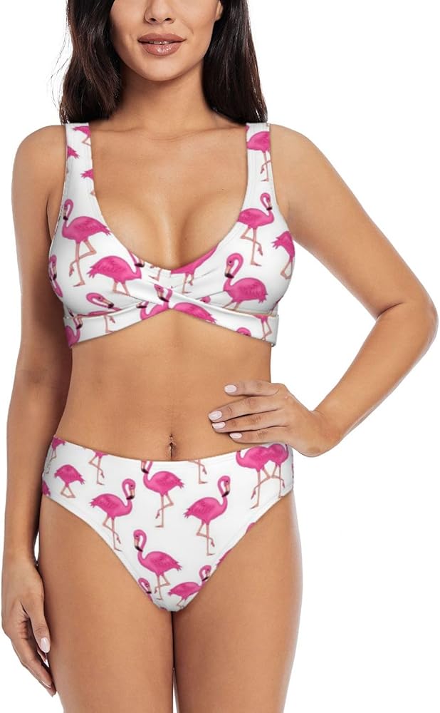 Flamingo Print Bikini Set for Women Soft, Stretchy, and Stylish Swimwear for Beach Pool, and Vacation