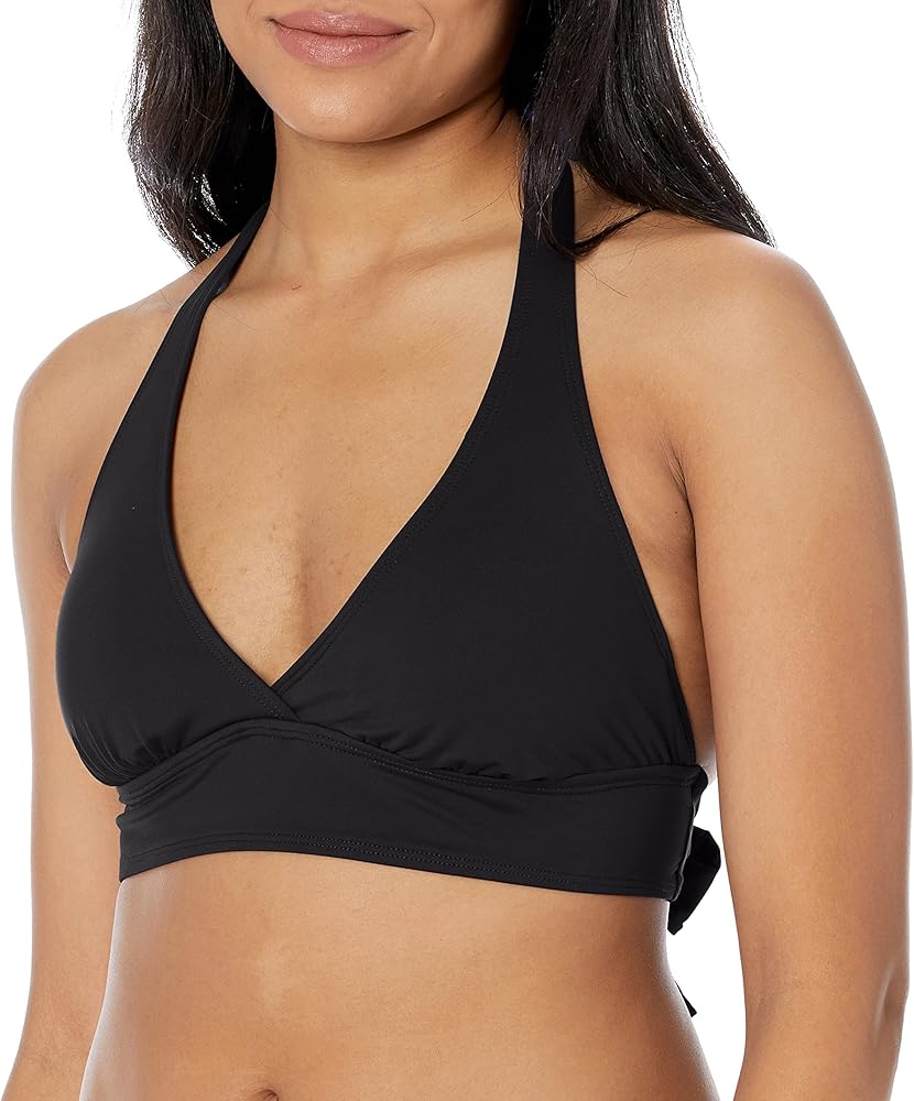 Anne Cole Women's Halter Bikini Swim Top, Black, L