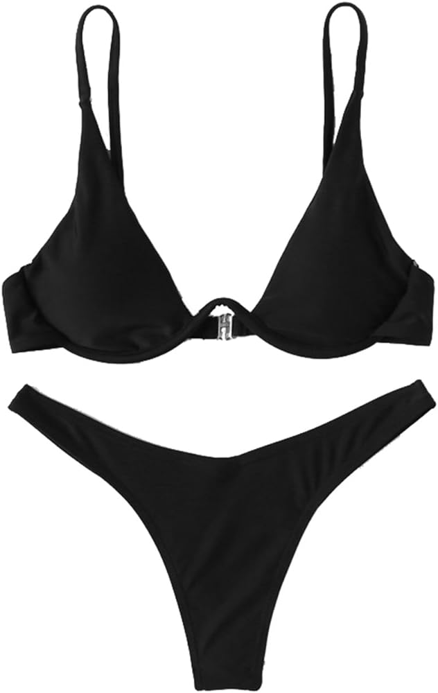 Verdusa Women's Sexy Triangle Bathing Two Pieces Swimsuit Bikini Set