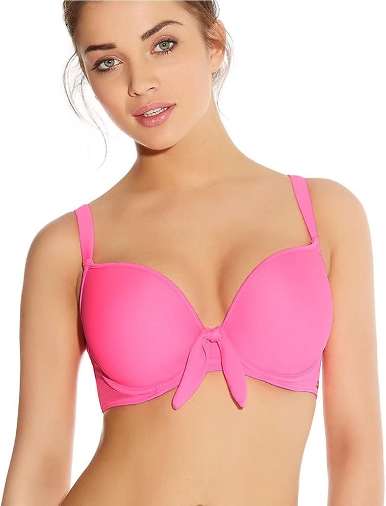 Freya Women's Remix Deco Swim Underwire Plunge Bikini Swim Top AS3284, Bright Pink, 28DD