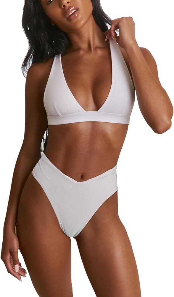 Bikini Sets for Women Sexy Criss Cross Back Push Up Triangle Bikinis High Waisted V Cut Thong Swimsuit 2 Piece