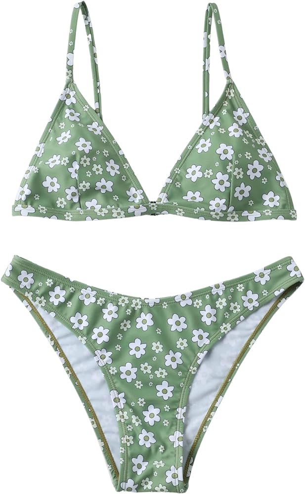 Floerns Women's Two Piece Bathing Suit Floral Print Triangle Bikini Swimsuit