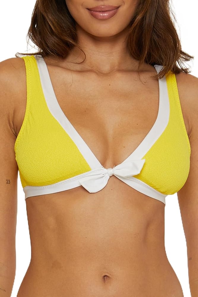 Trina Turk Women's Standard Courtside Banded Bikini Top, Front Tie Closure, Swimwear Separates