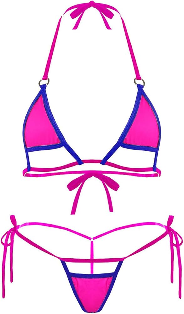 Women 2 Pieces Mini Bikini Set Sexy Cut Out Swimwear Halter Micro Lingerie Tie String Swimsuit