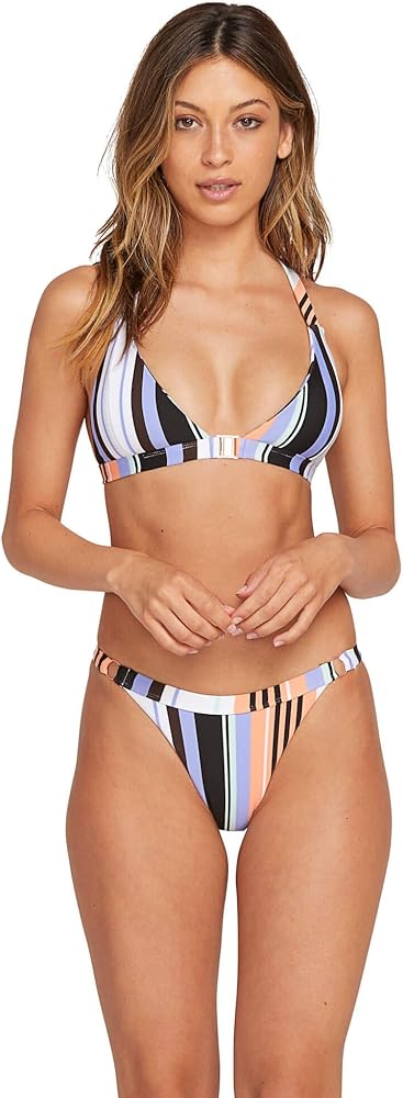 Volcom Women's Standard Stripe Tease Cross Back Triangle Bikini Top