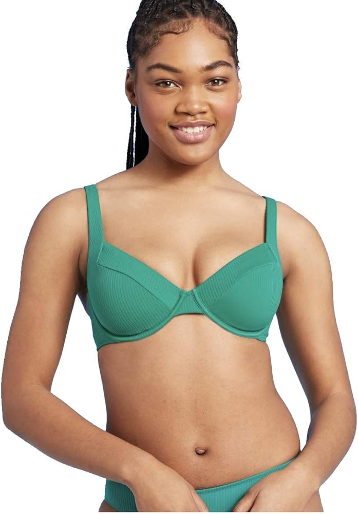 Shade & Shore Women's Ribbed Balconette Bikini Top -