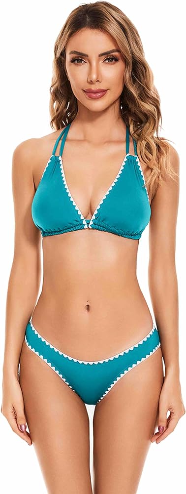 Lucky Brand Womens Shell Stitch Halter Bikini Top