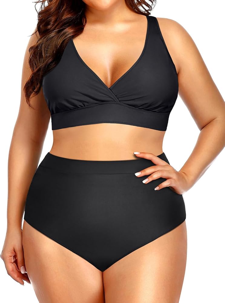 Aqua Eve Plus Size Two Piece Bathing Suits for Women High Waisted Bikini Set Tummy Control Swimsuits