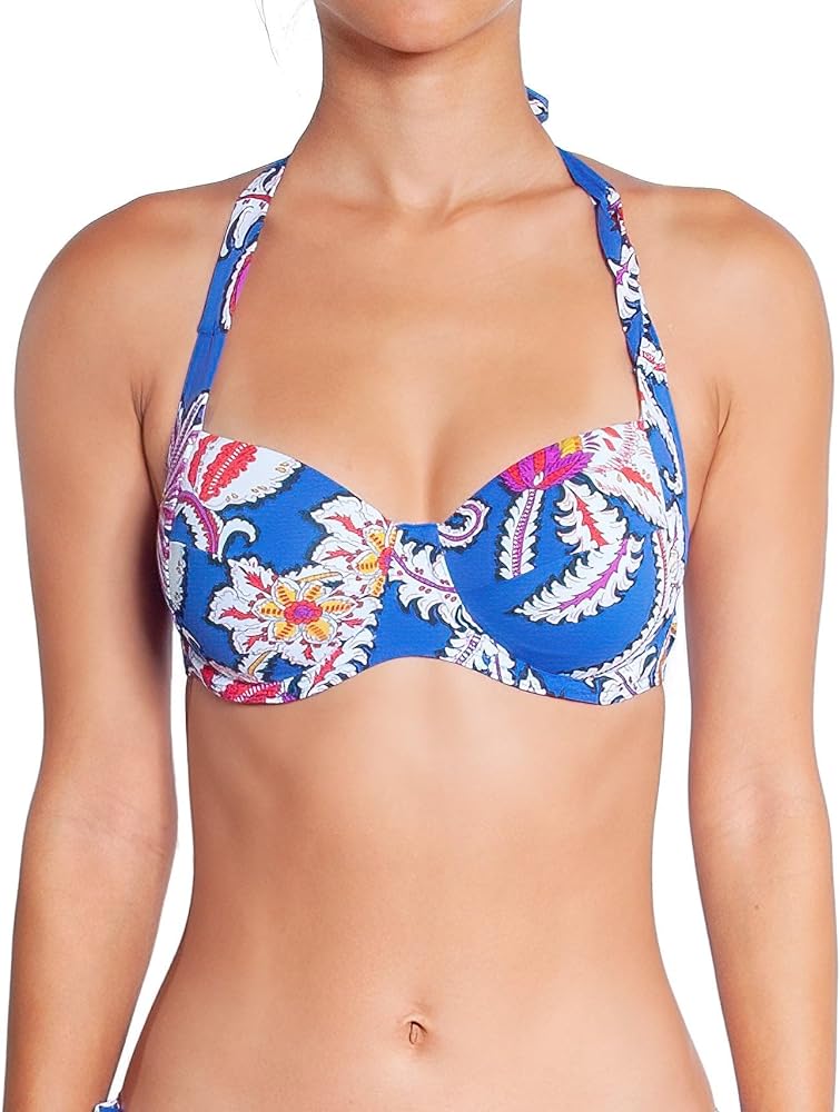 Women's Balconette Bikini top, Floral Blue