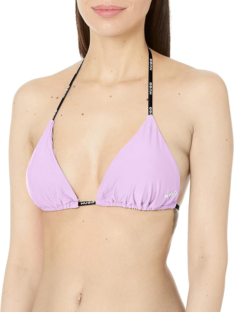 HUGO Women's Standard Contrast Logo Adjustable Triangle Bikini Top