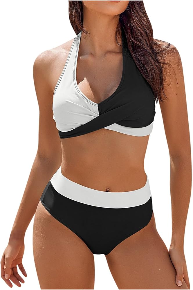 Bathing Suit for Women Summer High Waisted Push Up Bikini Sets Two Piece High Cut Plus Size Tankini Swimsuits Swimwear