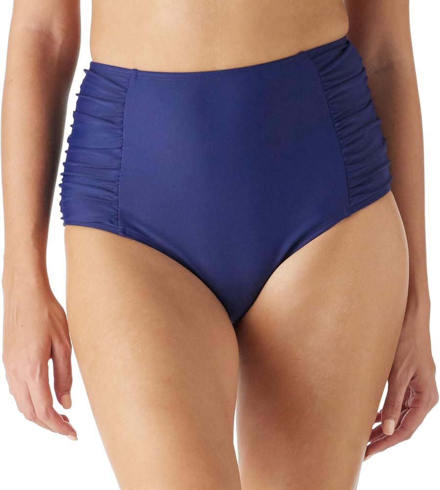 Ocean Blues Women's Shirring Sides Swim Bottom High Waisted Tummy Control Bikini Bottom