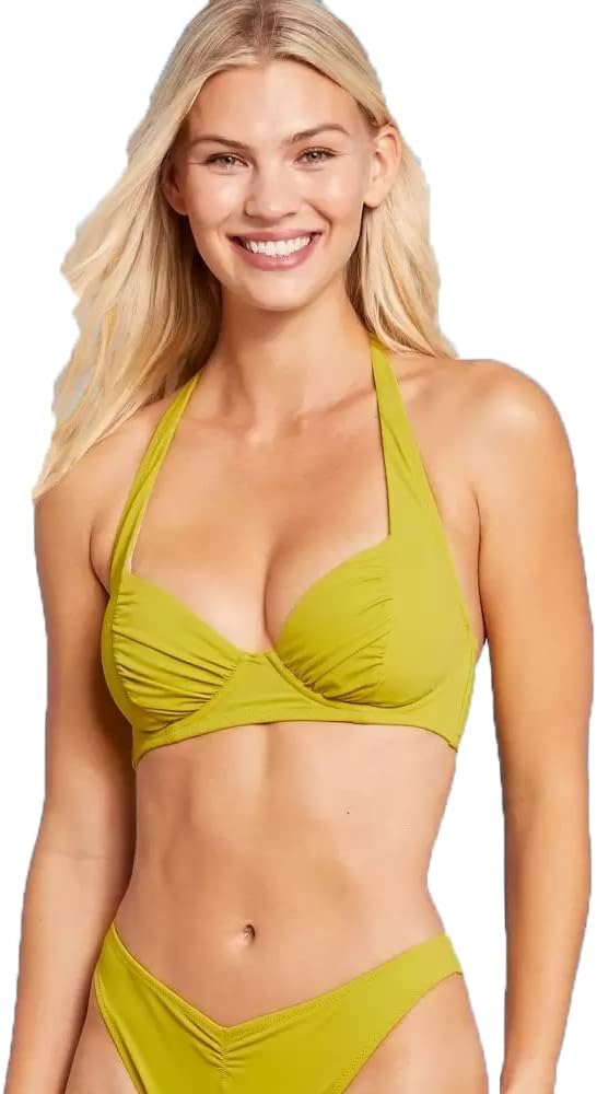 Shade & Shore Women's Shirred Cup Halter Bikini Top -