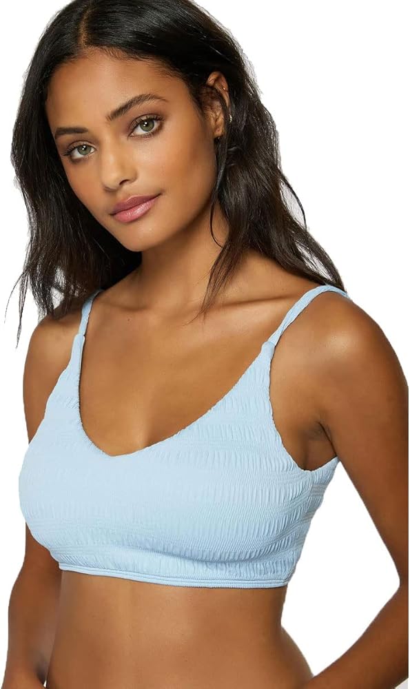 O'NEILL Womens Swim Saltwater Solids Texture Trest Bralette Bikini Top Sky Blue