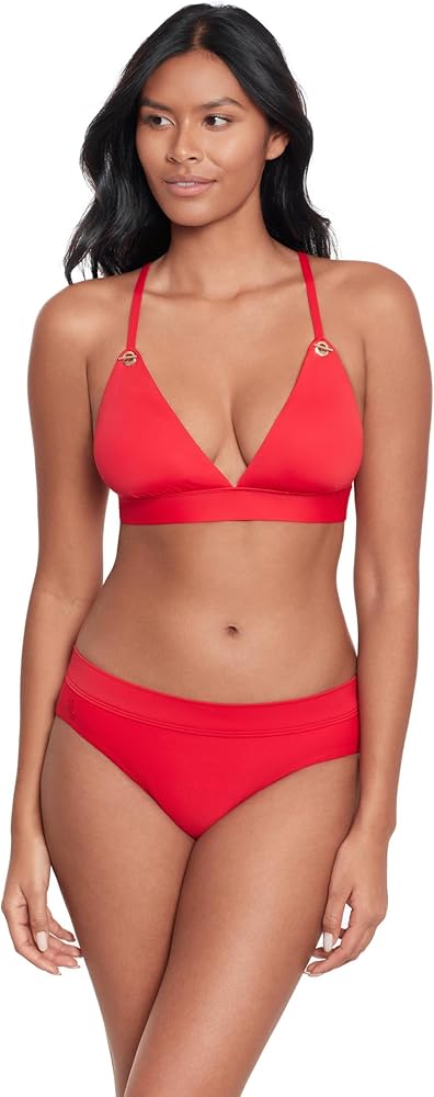 Lauren Ralph Lauren Women's Beach Club Solids Toggle V Neck Bikini Top