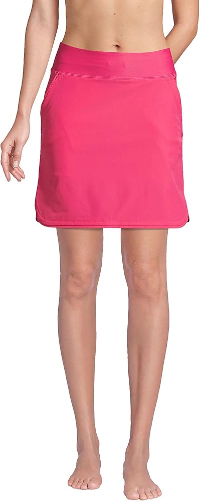 Lands' End Womens Comfort Waist Swim Skirt Swim Bottoms Skort Hot Pink Regular 14