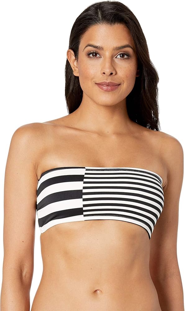 Michael Michael Kors Stripe Group Lace-Up Bandeau Top White LG