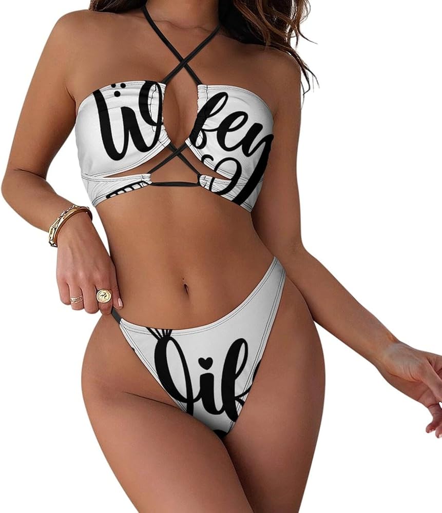 Women Two Pieces Bikini Top with Triangle Bikini Bottoms Sexy Bikini Sets