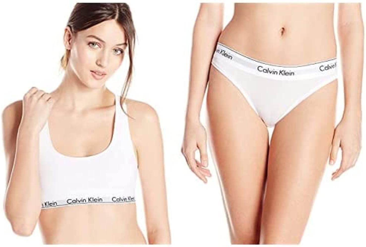 Calvin Klein Women's Modern Cotton Bralette and Bikini Set, White, Small