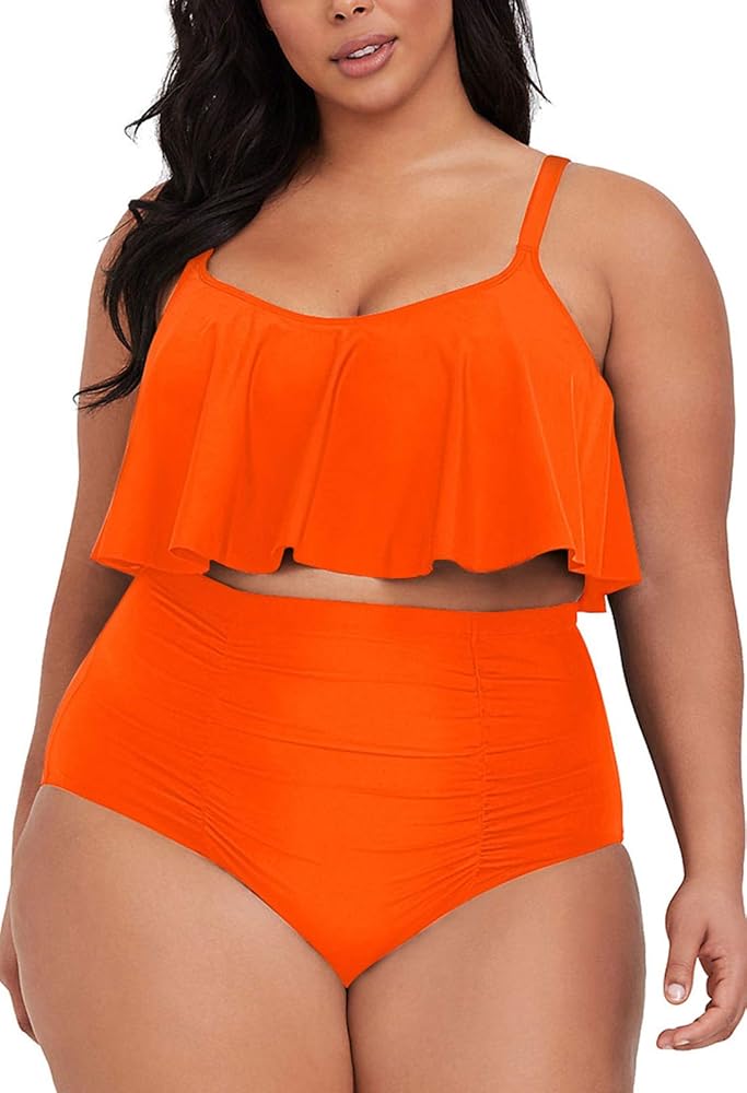 Sovoyontee Women's 2 Piece Plus Size High Waisted Swimsuit Bathing Suit