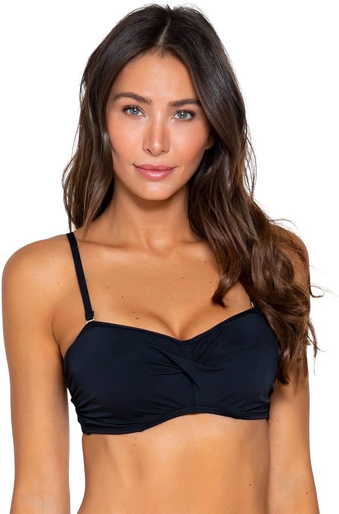 Sunsets Women's Standard Iconic Twist Bandeau Swimsuit Bikini Top with Underwire