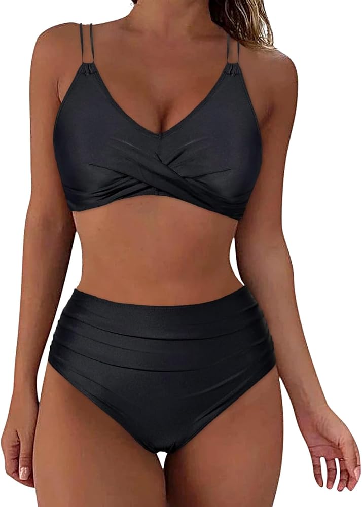 Women Sexy Mesh One Piece Swimsuits Tummy Control Bathing Suits Push Up V Neck High Waist Adjustable Strap Swimwear