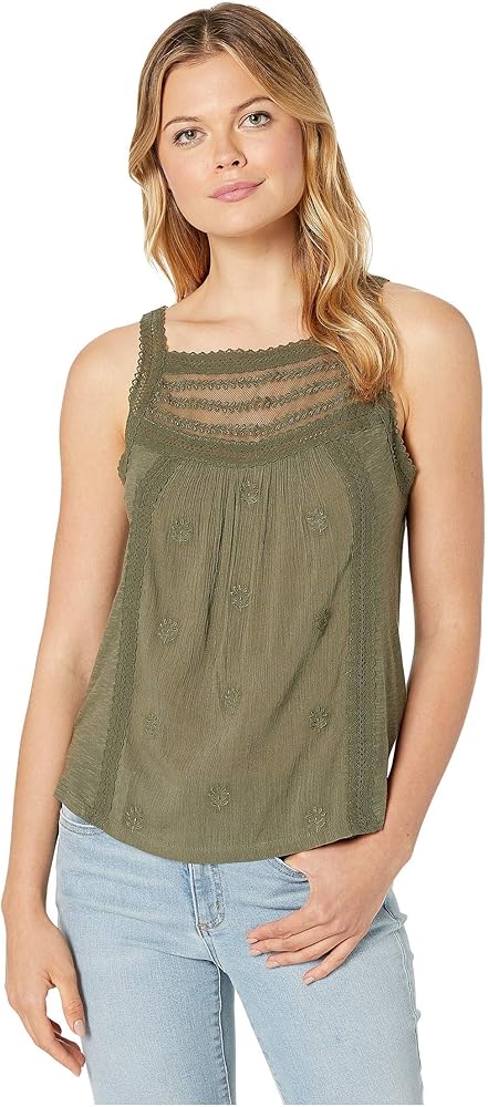 Lucky Brand Womens Mix Media High Neck Halter Top